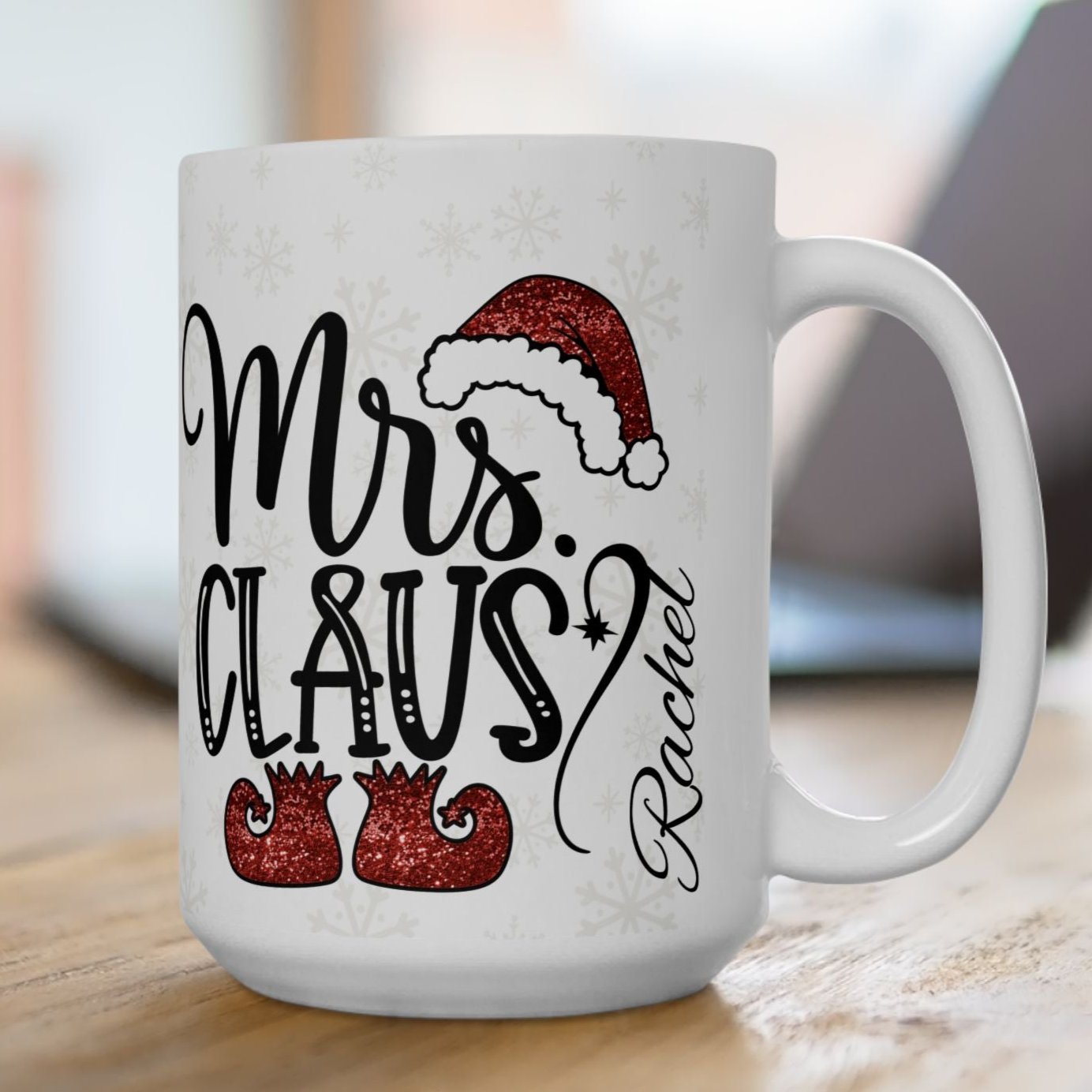 Personalized "Mrs. Claus" Ceramic Mug - 15 oz Holiday Gift