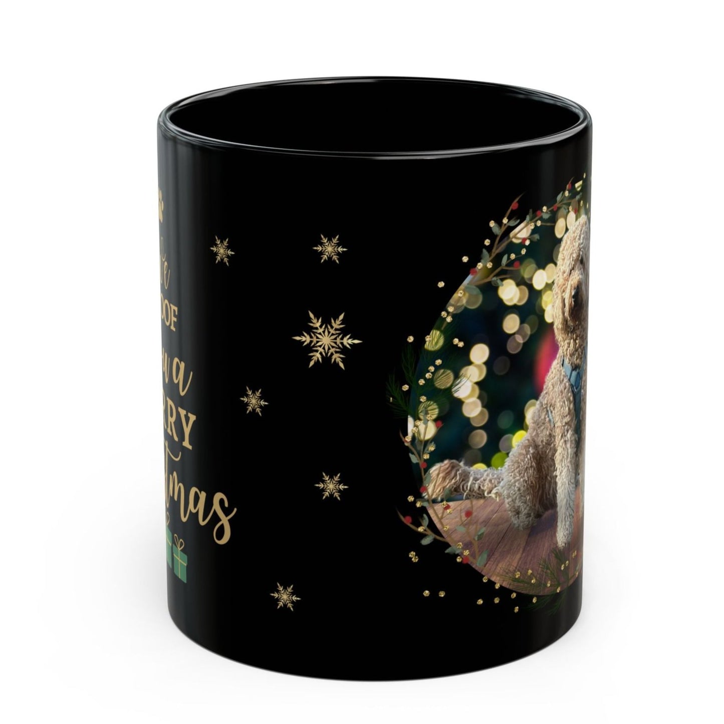 Personalized Christmas Black Mug with Pet Photo