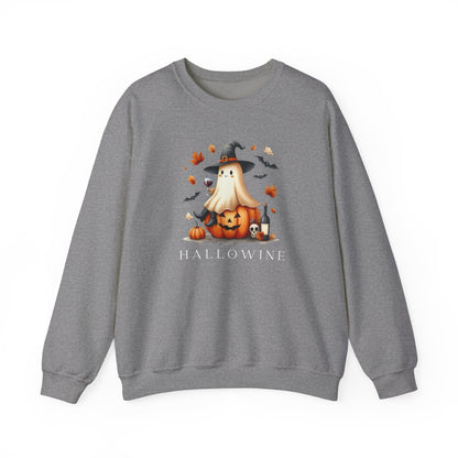 Hallowine Ghost and Wine Crewneck Sweatshirt | Cozy Halloween Apparel