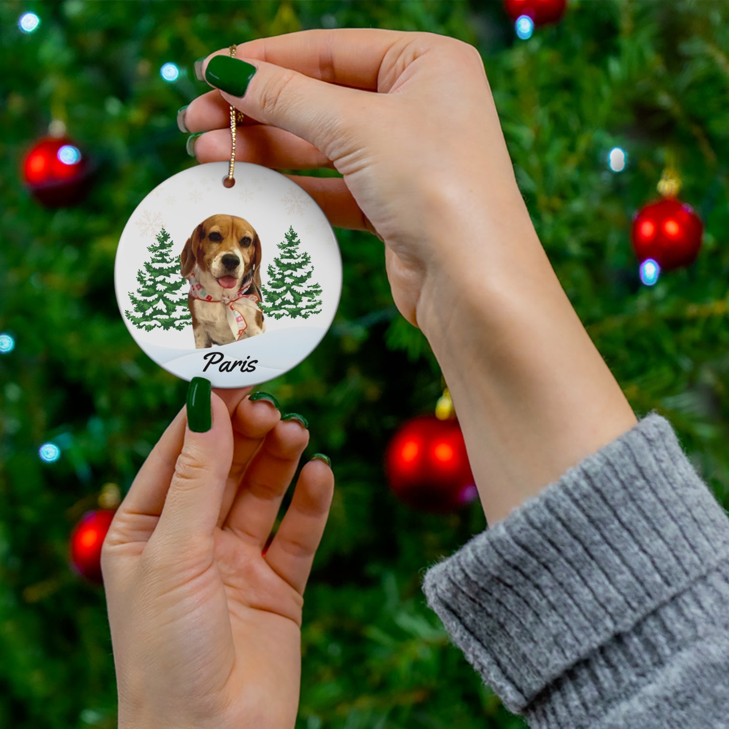 Personalized Ceramic Christmas Ornament with Pet Photo – Perfect Gift for Pet Lovers