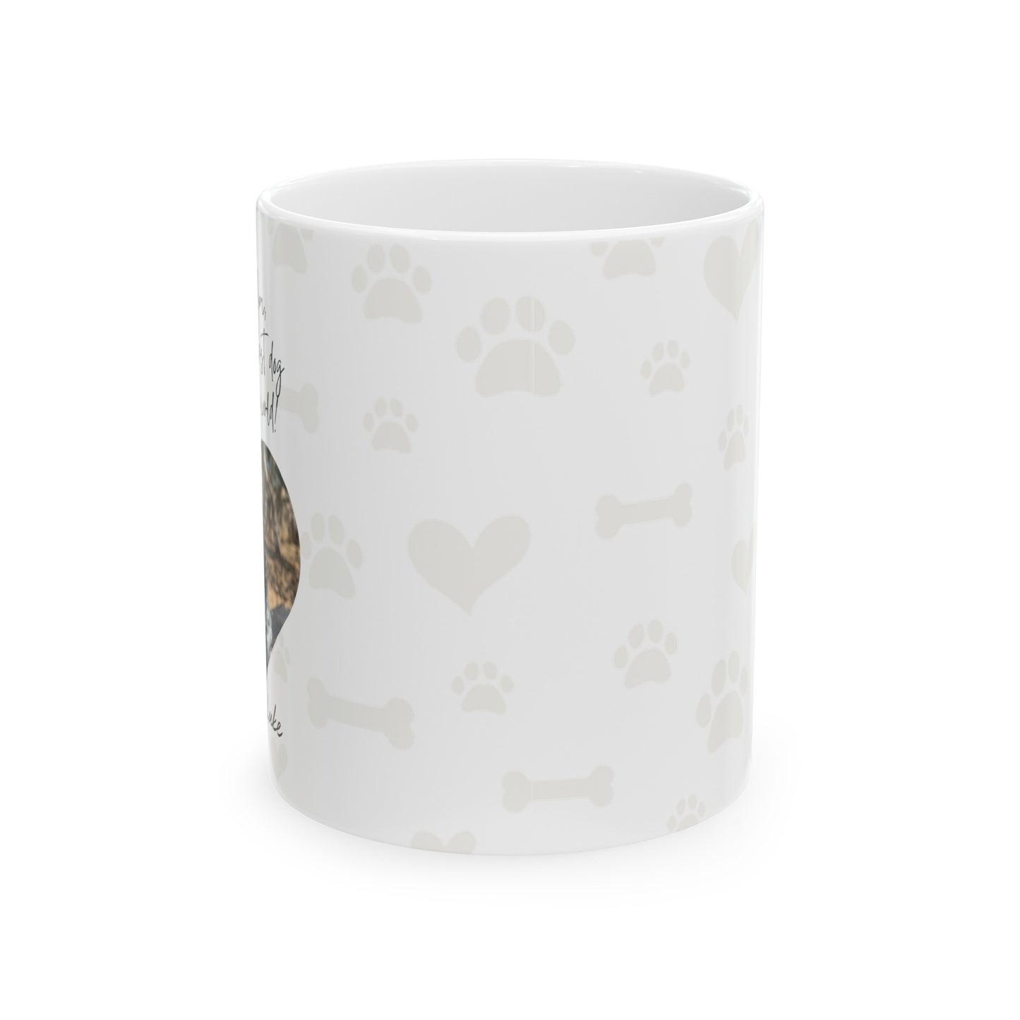 Custom Dear Mom Ceramic Mug 11oz with Pet's Photo and Name.