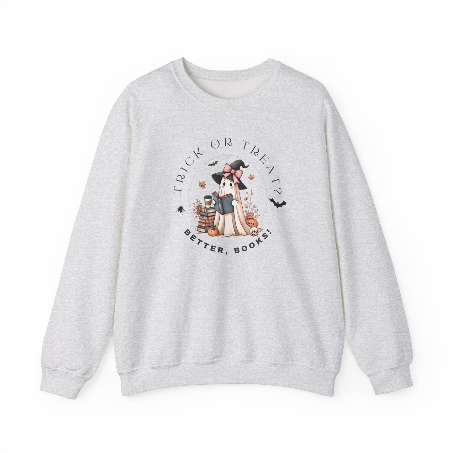 Cozy Halloween Sweatshirt “Trick or Treat? Better, Books” – Stylish & Warm