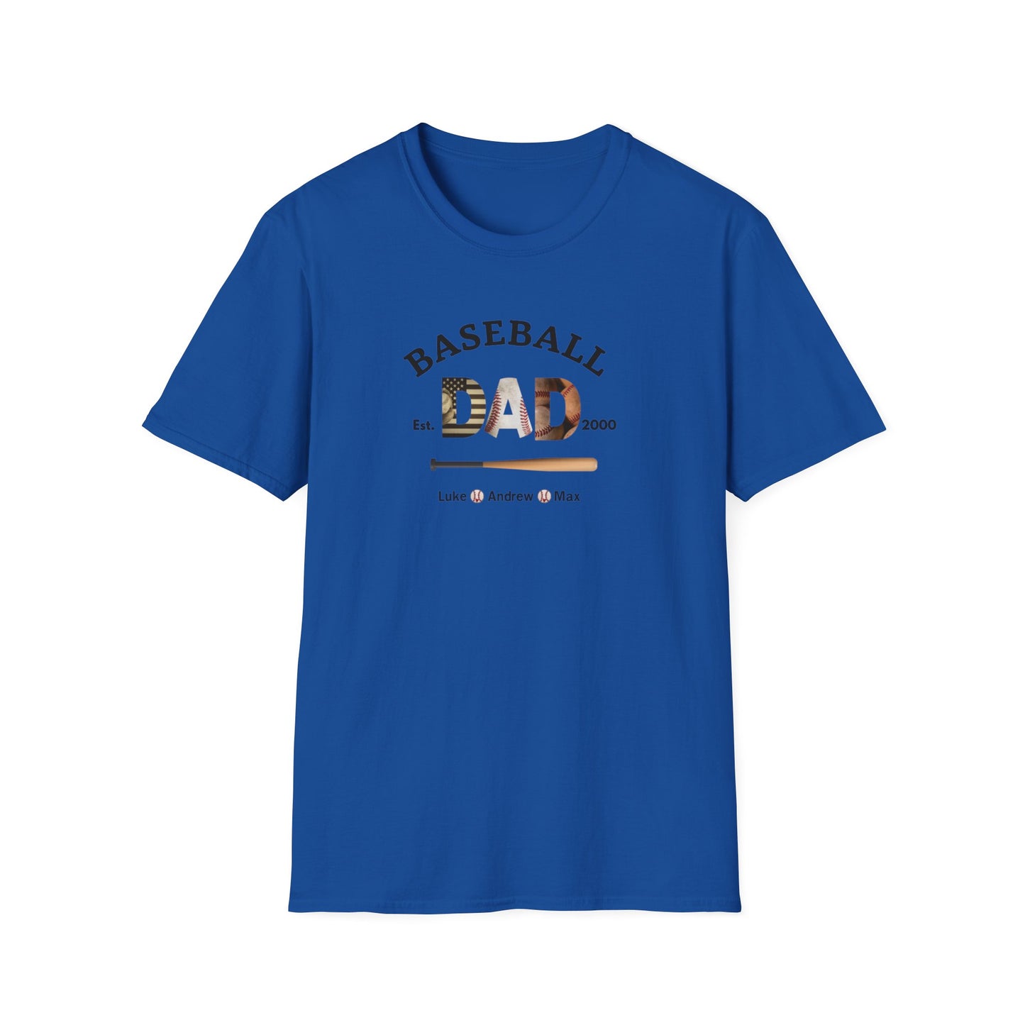 Custom Baseball Dad T-Shirt: with Children's Names & Est. Year