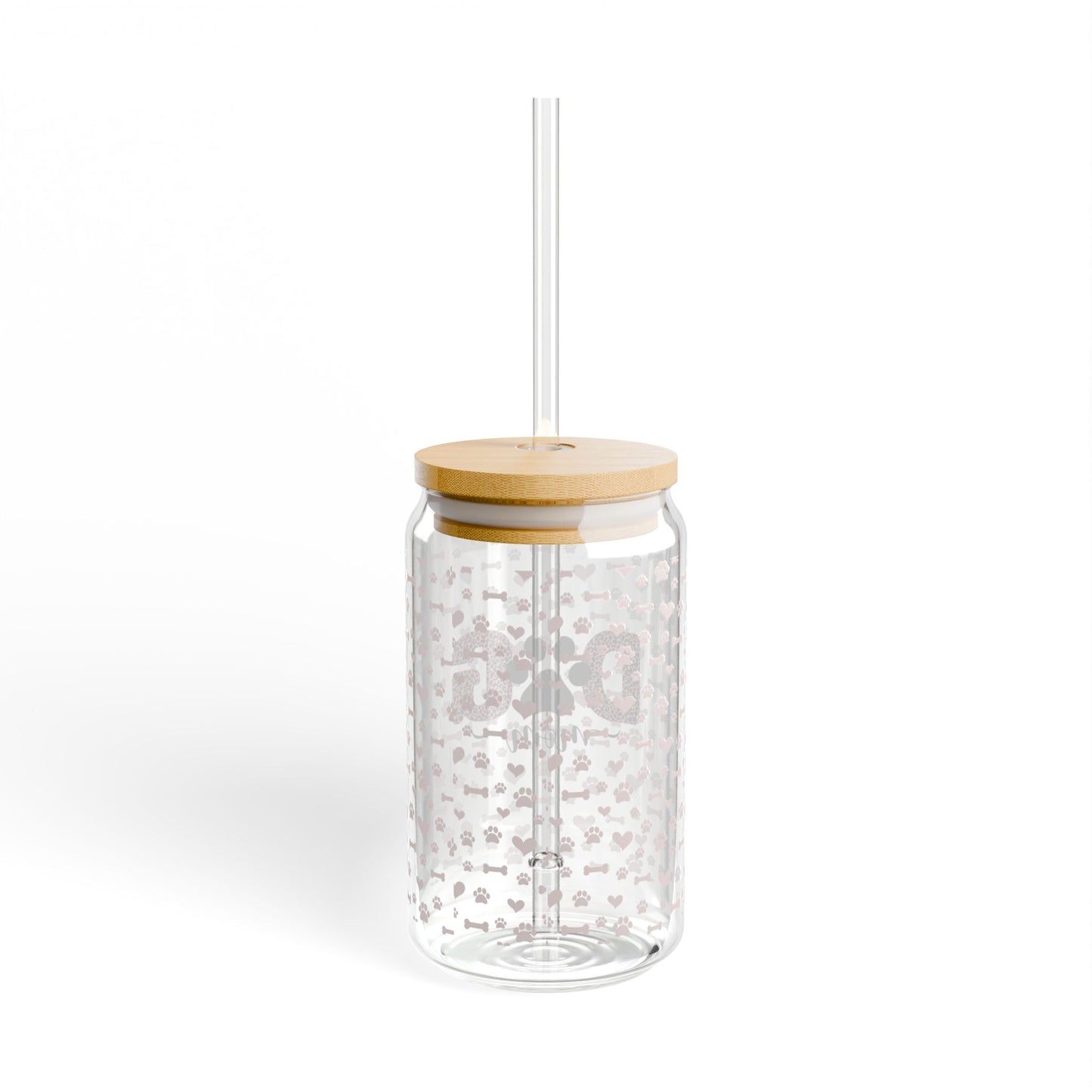 Dog Mom Drinking Glasses with Bamboo Lids and Straw 16 oz.