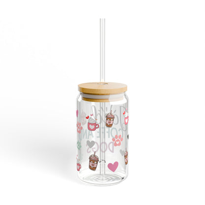 Iced Coffee Can-Style Glass Whit Straw Perfect for Dog Lovers