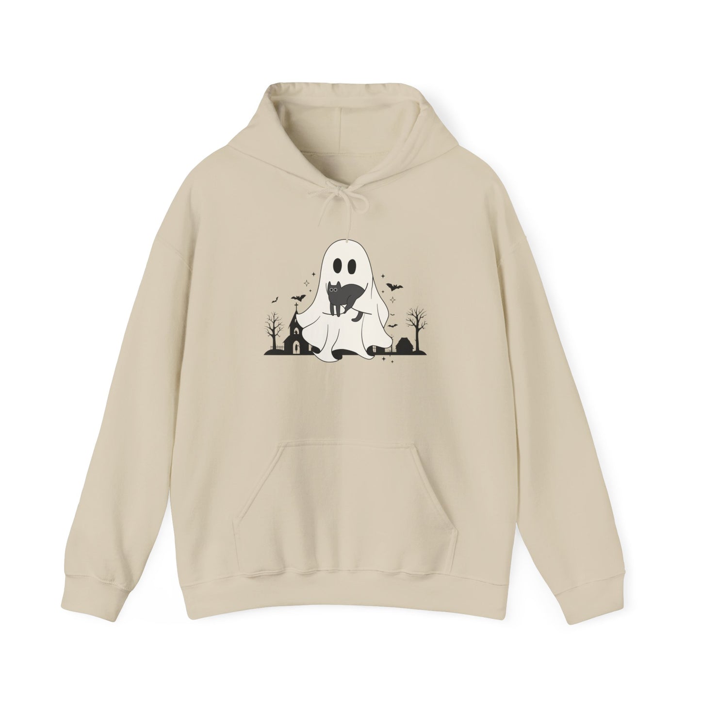 Ghost & Cat Halloween Hoodie | Fun & Cozy Style