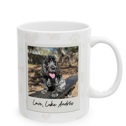 Custom Pawthers' Day Ceramic Mug, 11oz with Pet's Photo.