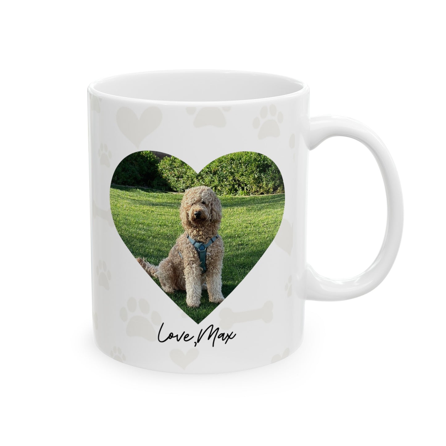 Custom Pawther's Day Ceramic Mug, 11oz with Pet's Photo and Name.