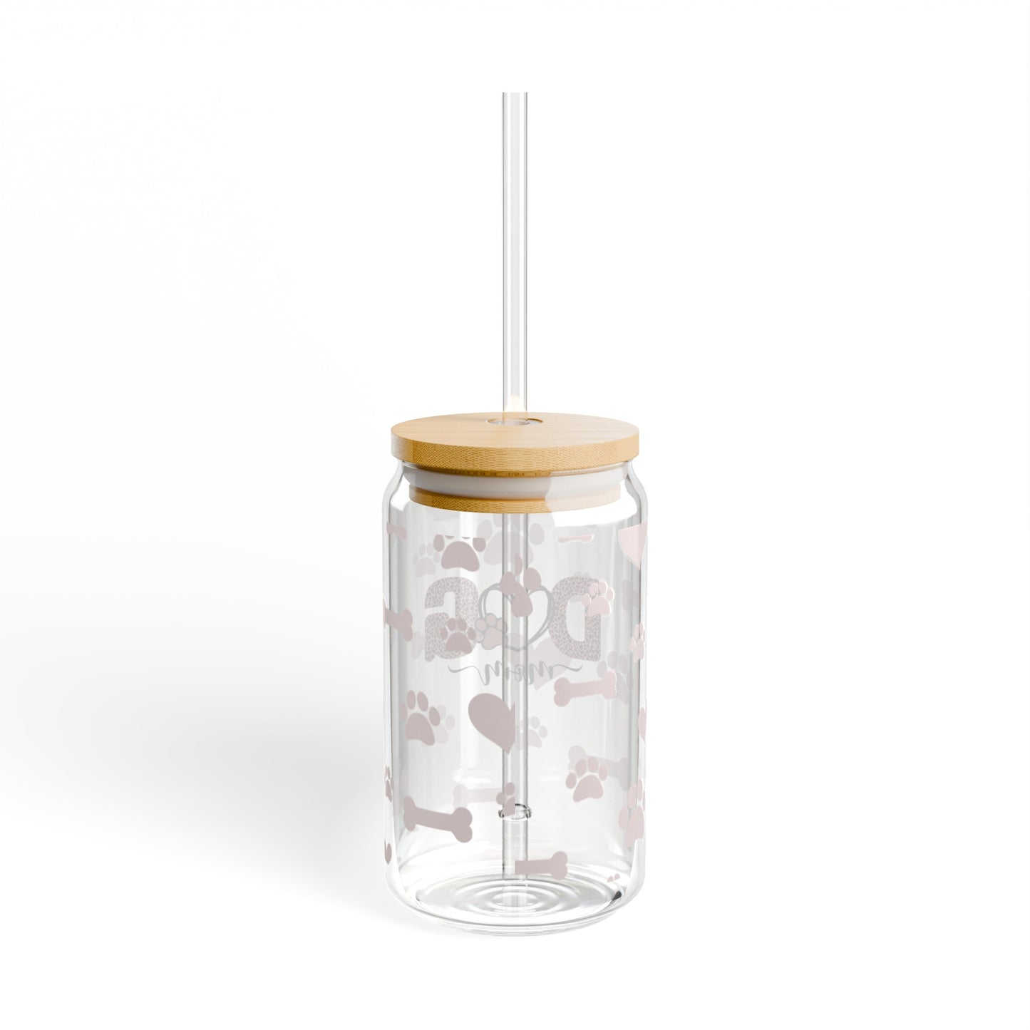 Dog Mom Drinking Glasses with Bamboo Lids and Straw 16 oz.