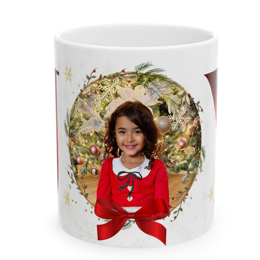 Personalized Christmas Mug with Photo & "JOY" Design