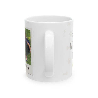 Custom Fathers Day Ceramic Mug, 11oz with Pet's and Kids Photo.