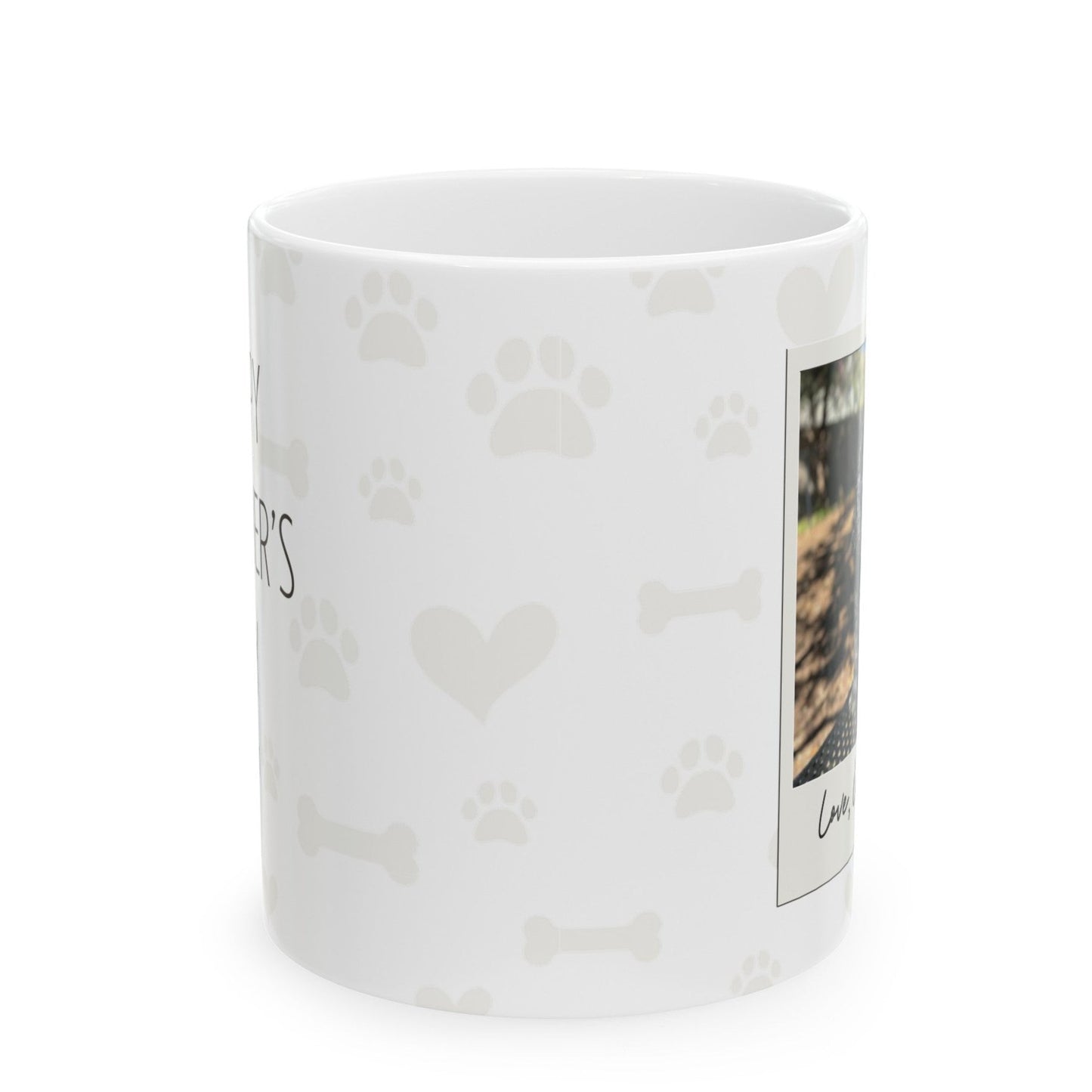 Custom Pawthers' Day Ceramic Mug, 11oz with Pet's Photo.