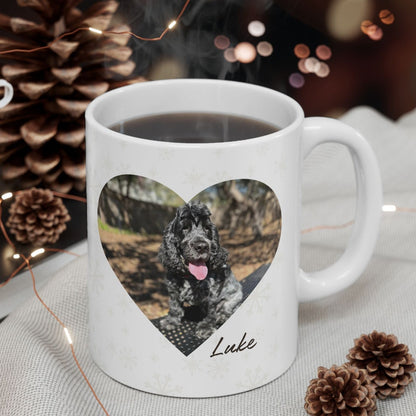 Custom Christmas Mug with Pet Photo. 11oz Ceramic White