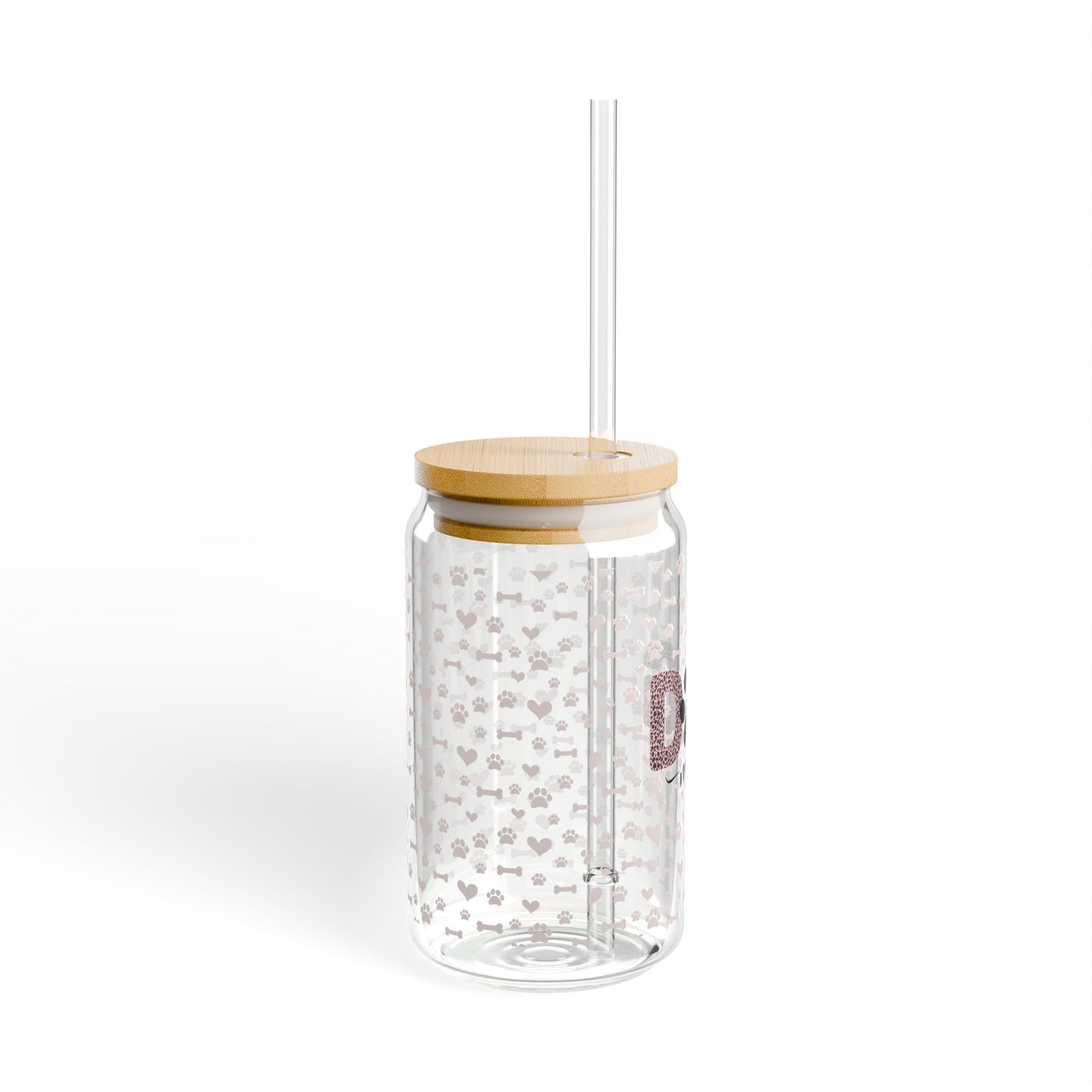 Dog Mom Drinking Glasses with Bamboo Lids and Straw 16 oz.