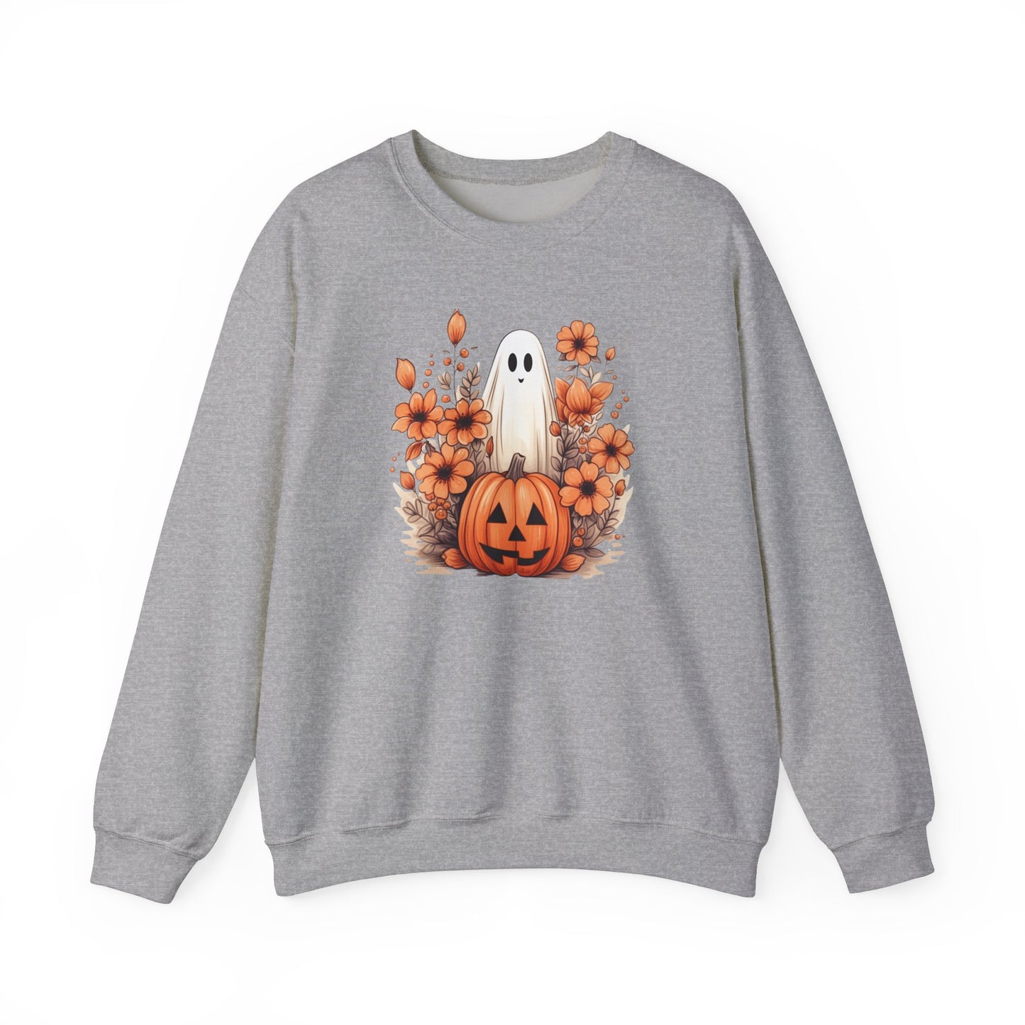 Cozy Halloween Sweatshirt Ghost & Pumpkin Design