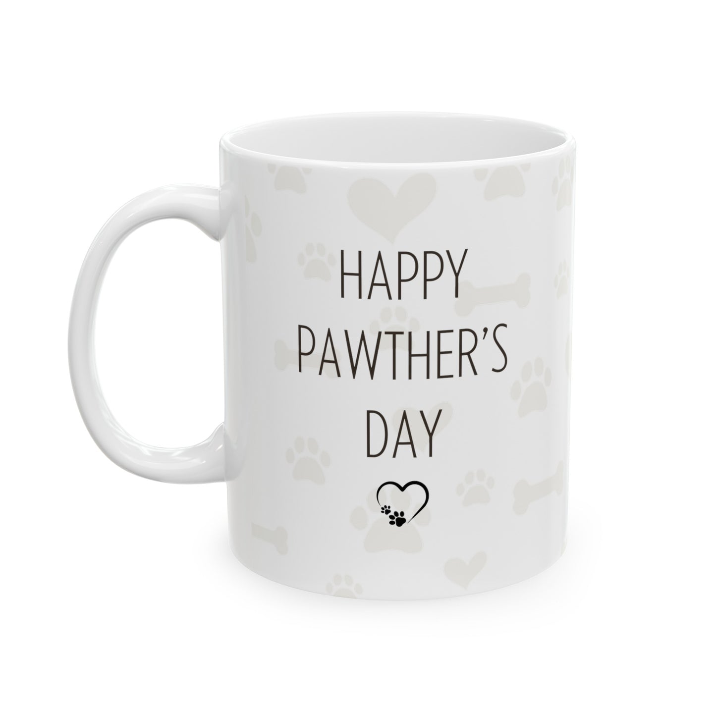 Custom Pawther's Day Ceramic Mug, 11oz with Pet's Photo and Name.