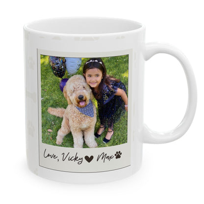 Custom Fathers Day Ceramic Mug, 11oz with Pet's and Kids Photo.