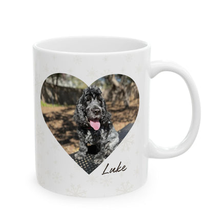 Custom Christmas Mug with Pet Photo. 11oz Ceramic White