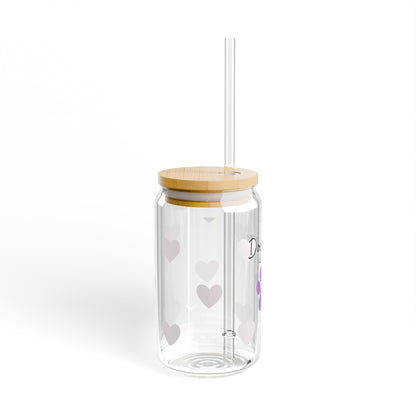 Custom Dog Mom Drinking Glasses with Bamboo Lids and Straw 16 oz With Pet's Name.