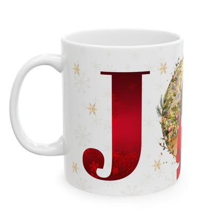 Personalized Christmas Mug with Photo & "JOY" Design