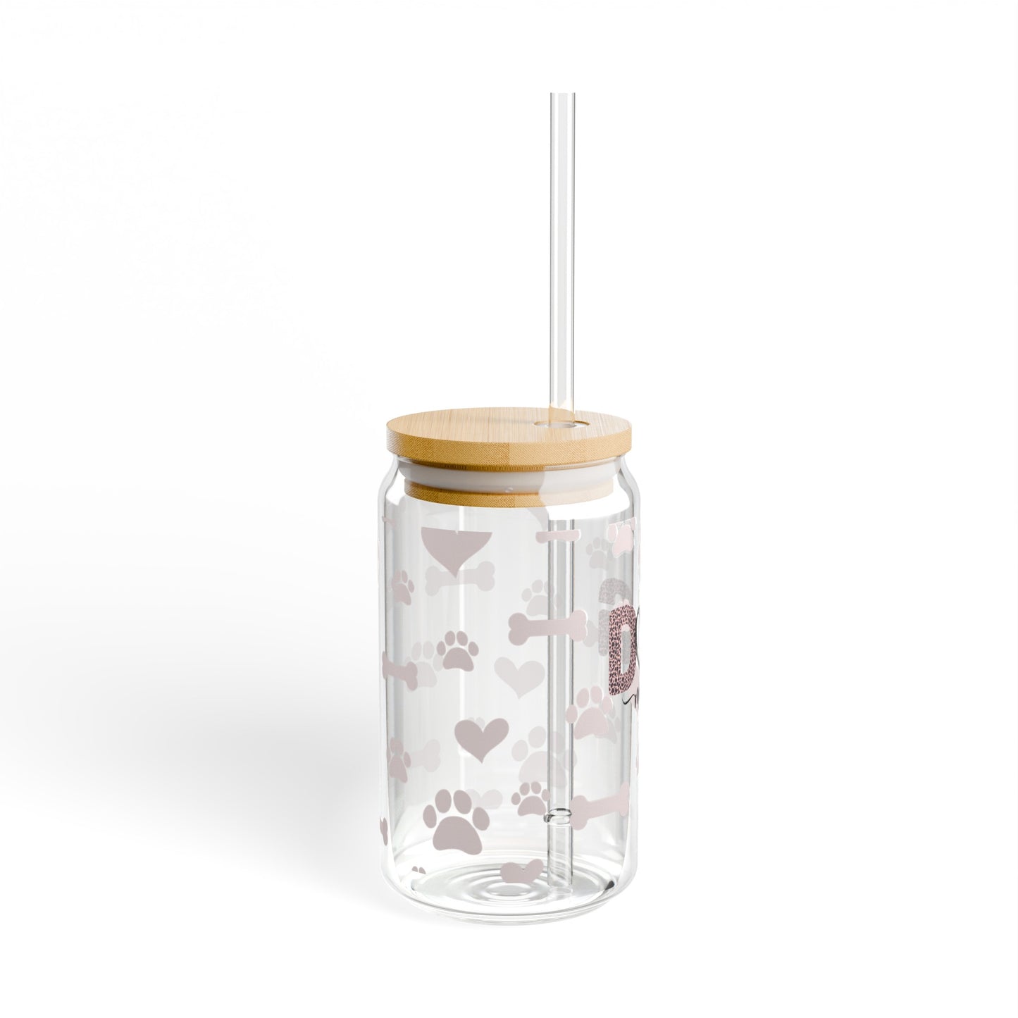 Dog Mom Drinking Glasses with Bamboo Lids and Straw 16 oz.