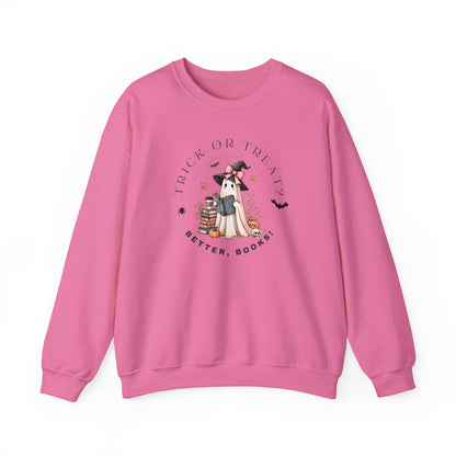 Cozy Halloween Sweatshirt “Trick or Treat? Better, Books” – Stylish & Warm