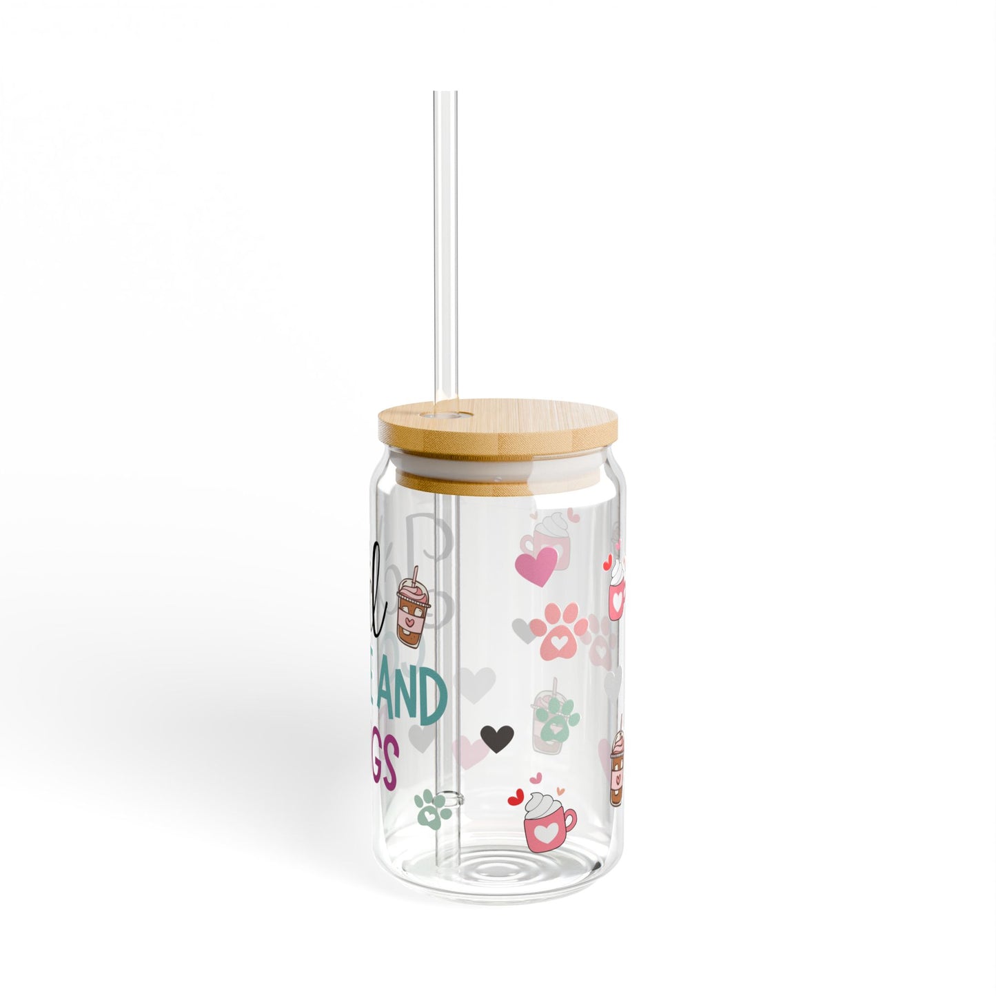 Iced Coffee Can-Style Glass Whit Straw Perfect for Dog Lovers