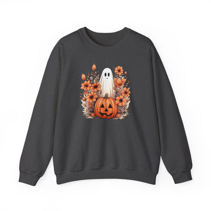 Cozy Halloween Sweatshirt Ghost & Pumpkin Design