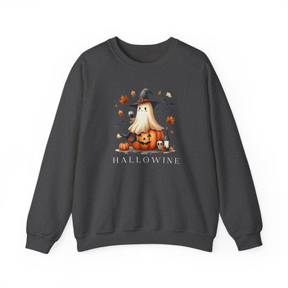 Hallowine Ghost and Wine Crewneck Sweatshirt | Cozy Halloween Apparel