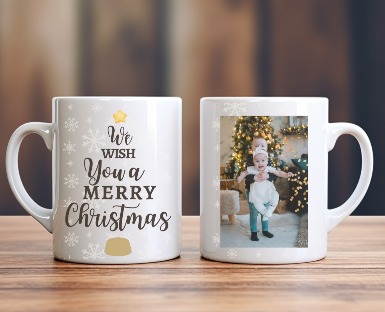 Personalized Christmas Mug with Kids' Photo. Adorable White Ceramic 11oz