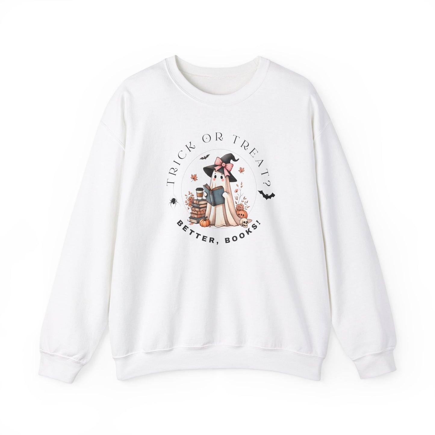 Cozy Halloween Sweatshirt “Trick or Treat? Better, Books” – Stylish & Warm