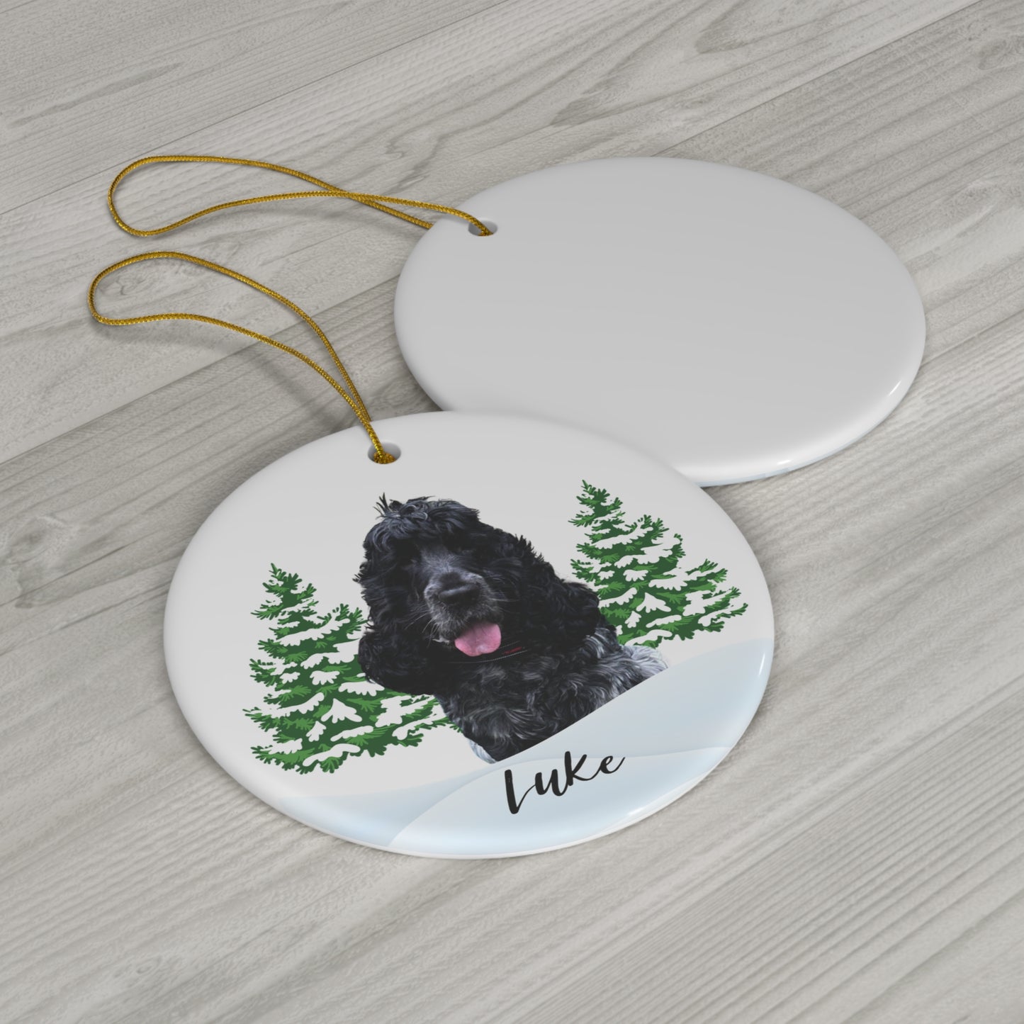 Custom Ceramic Christmas Ornament with Pet Photo – Personalized Holiday Decor Gift