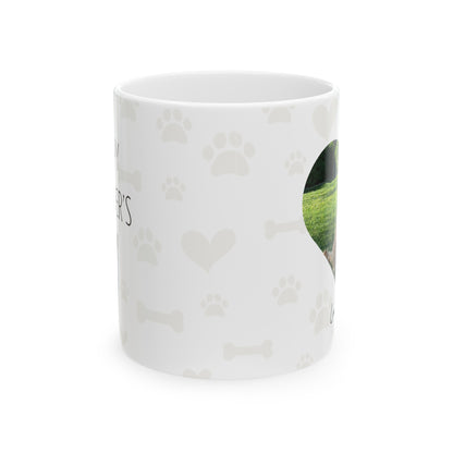 Custom Pawther's Day Ceramic Mug, 11oz with Pet's Photo and Name.