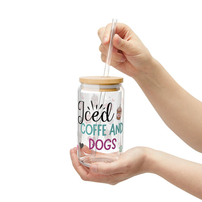 Iced Coffee Can-Style Glass Whit Straw Perfect for Dog Lovers