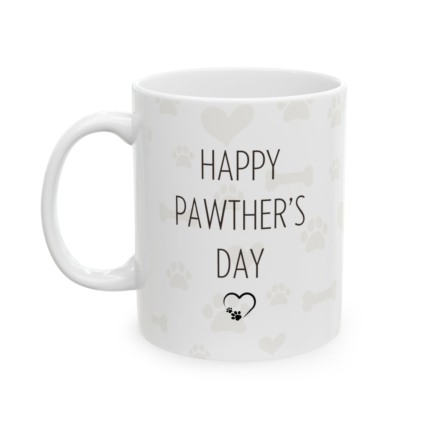 Custom Pawthers' Day Ceramic Mug, 11oz with Pet's Photo.