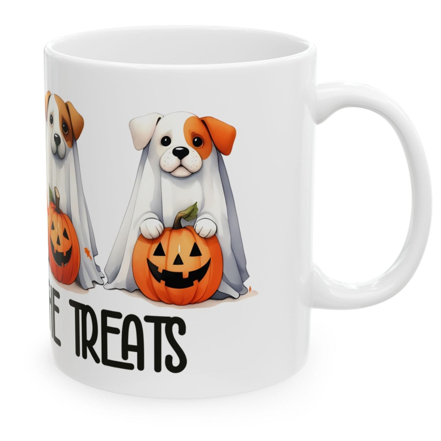 Fun Halloween Mug – Dogs in Ghost Costumes for Treats 11oz