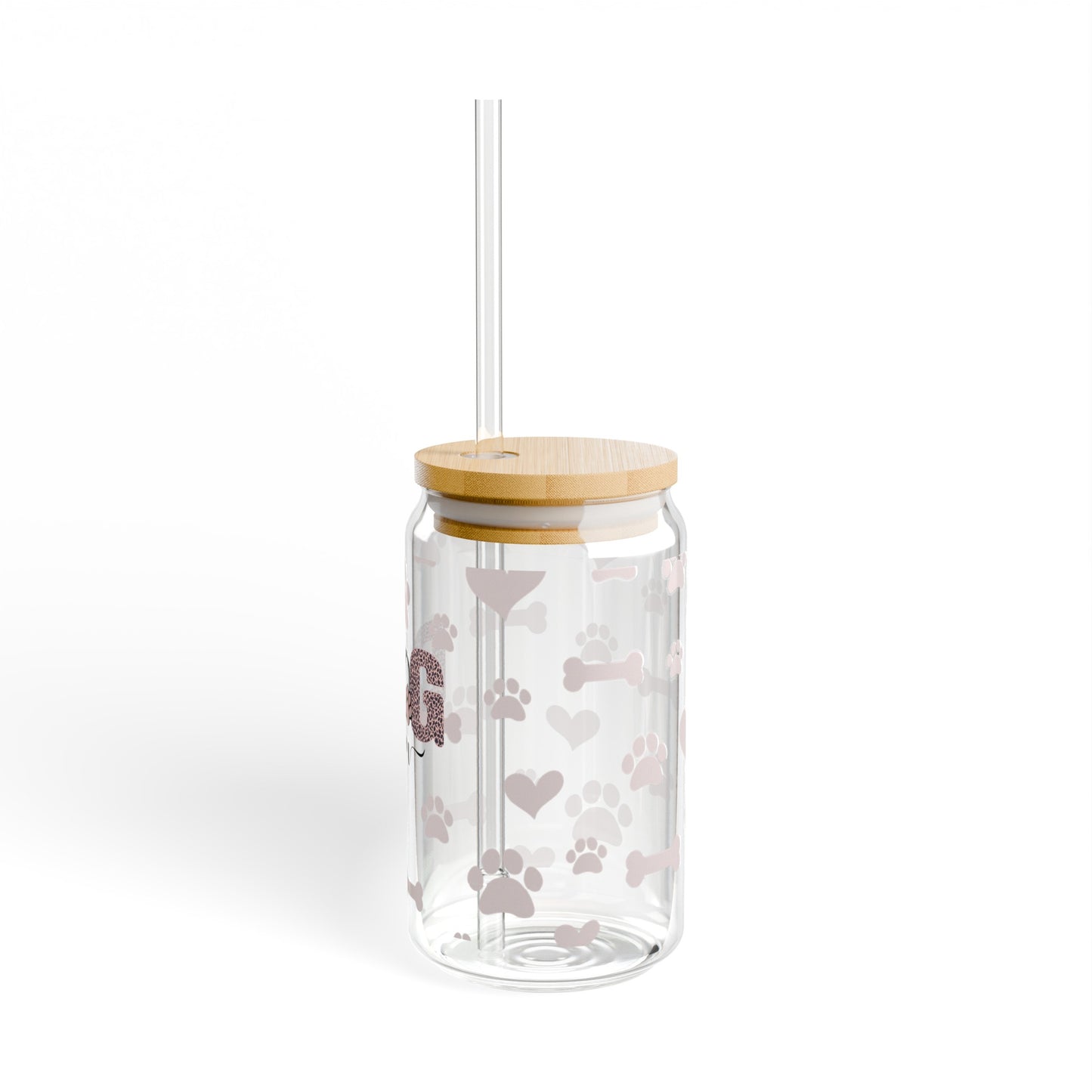 Dog Mom Drinking Glasses with Bamboo Lids and Straw 16 oz.