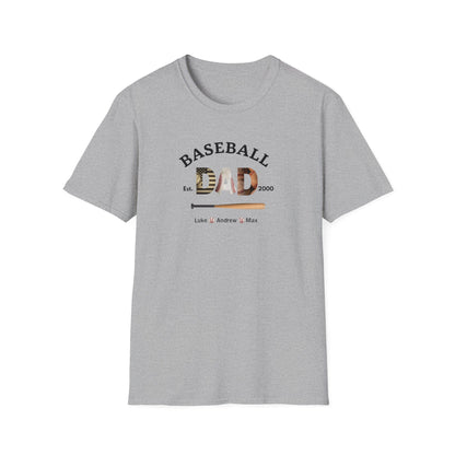 Custom Baseball Dad T-Shirt: with Children's Names & Est. Year