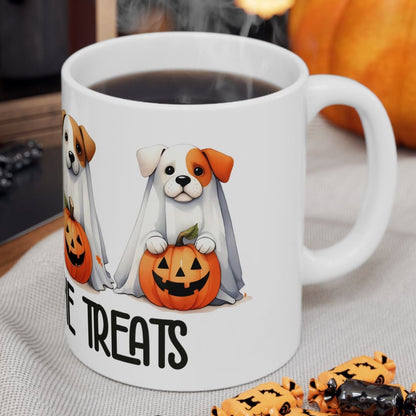 Fun Halloween Mug – Dogs in Ghost Costumes for Treats 11oz