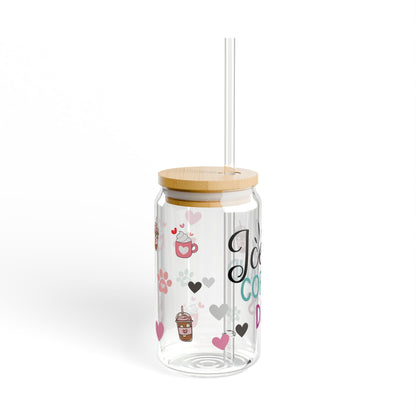 Iced Coffee Can-Style Glass Whit Straw Perfect for Dog Lovers