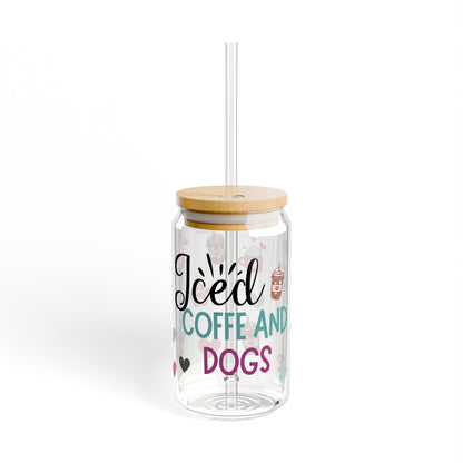 Iced Coffee Can-Style Glass Whit Straw Perfect for Dog Lovers