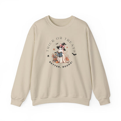 Cozy Halloween Sweatshirt “Trick or Treat? Better, Books” – Stylish & Warm