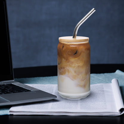 Coffee Glass with Metallic Straw 16 oz. Perfect for Cold drinks.