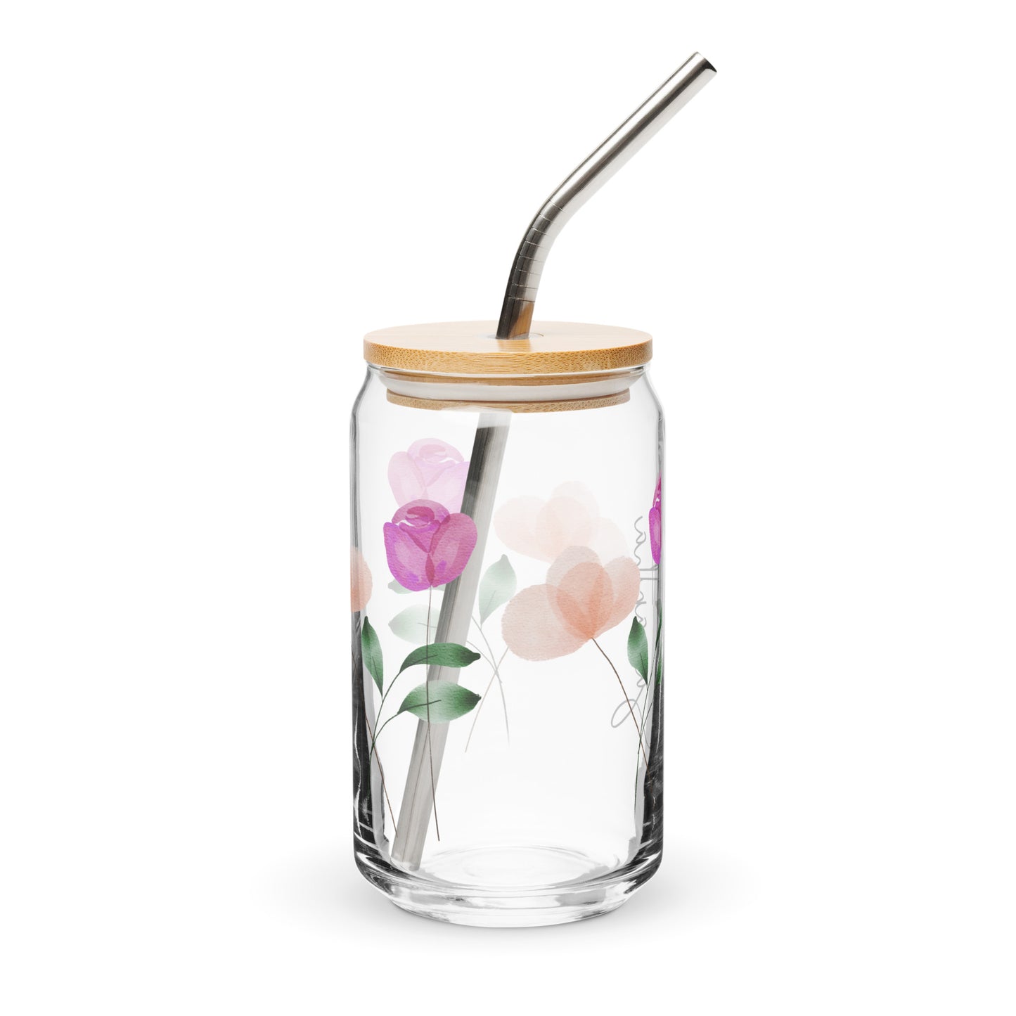 Customizable Vintage Floral 16 oz Glass – Perfect for Cold Drinks