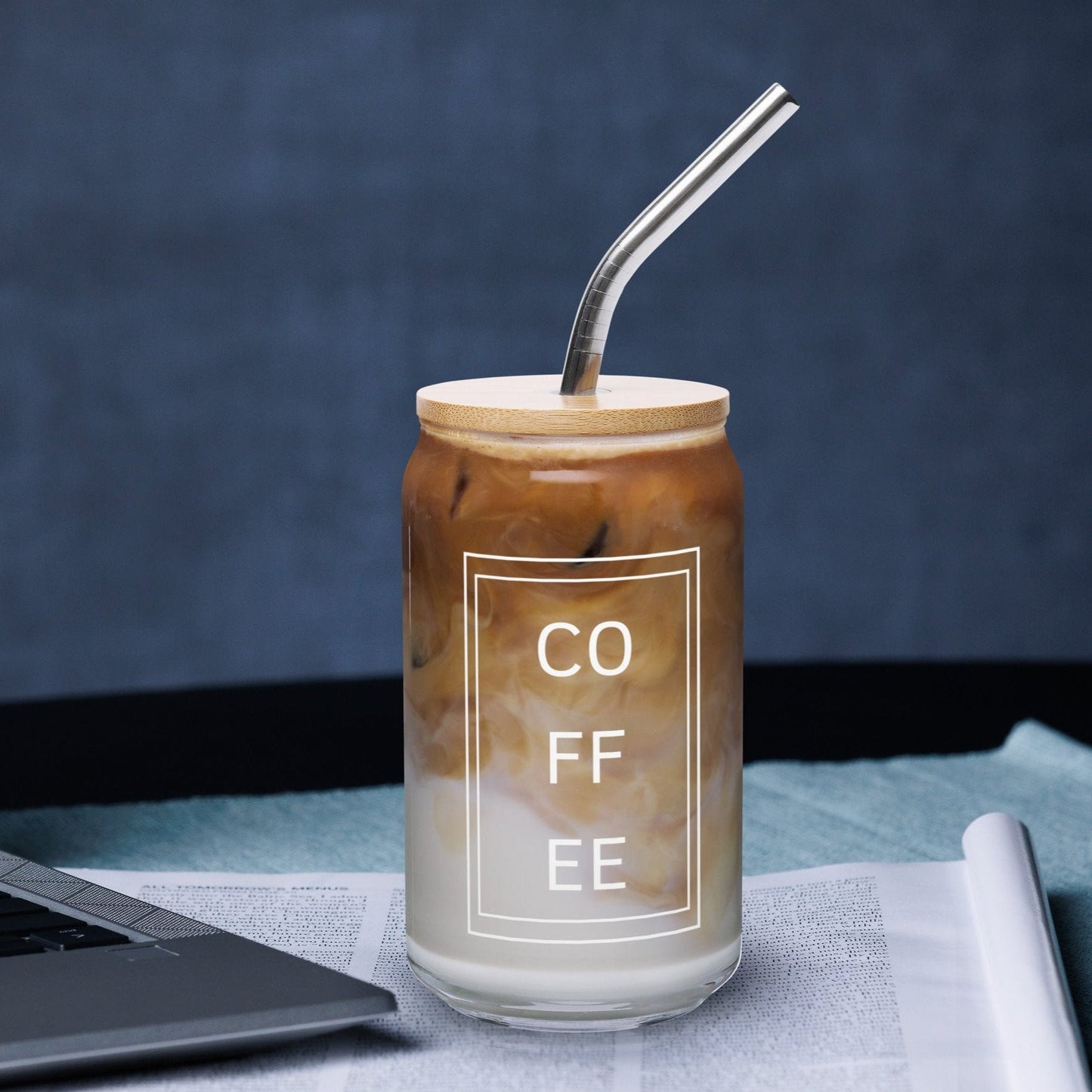 Coffee Glass with Metallic Straw 16 oz. Perfect for Cold drinks.