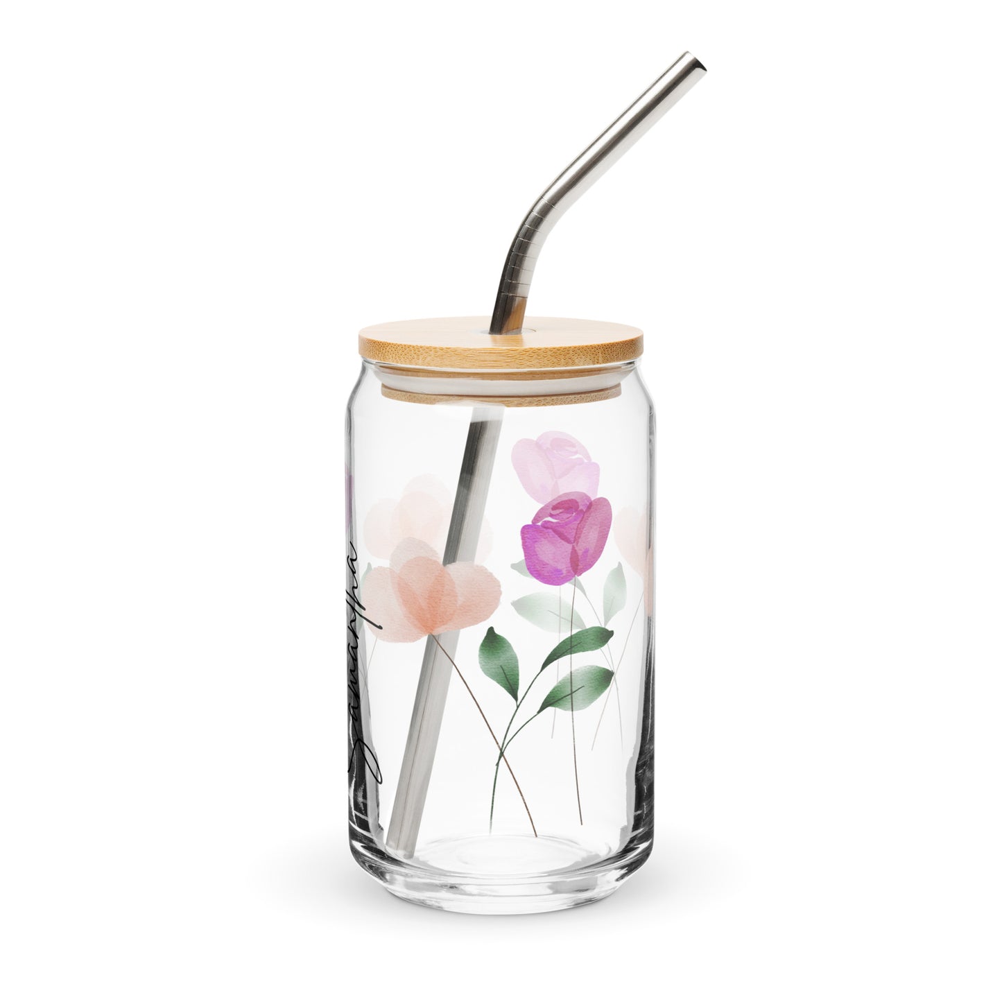 Customizable Vintage Floral 16 oz Glass – Perfect for Cold Drinks