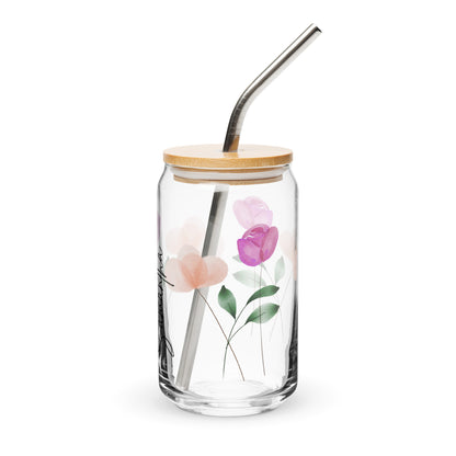 Customizable Vintage Floral 16 oz Glass – Perfect for Cold Drinks