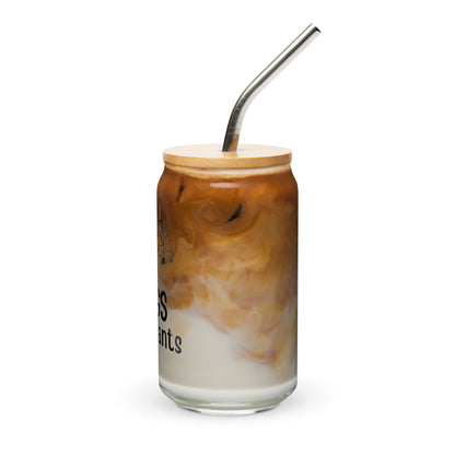 Iced Coffee Can-Style Glass whit Metal Straw Perfect for Dog Lovers